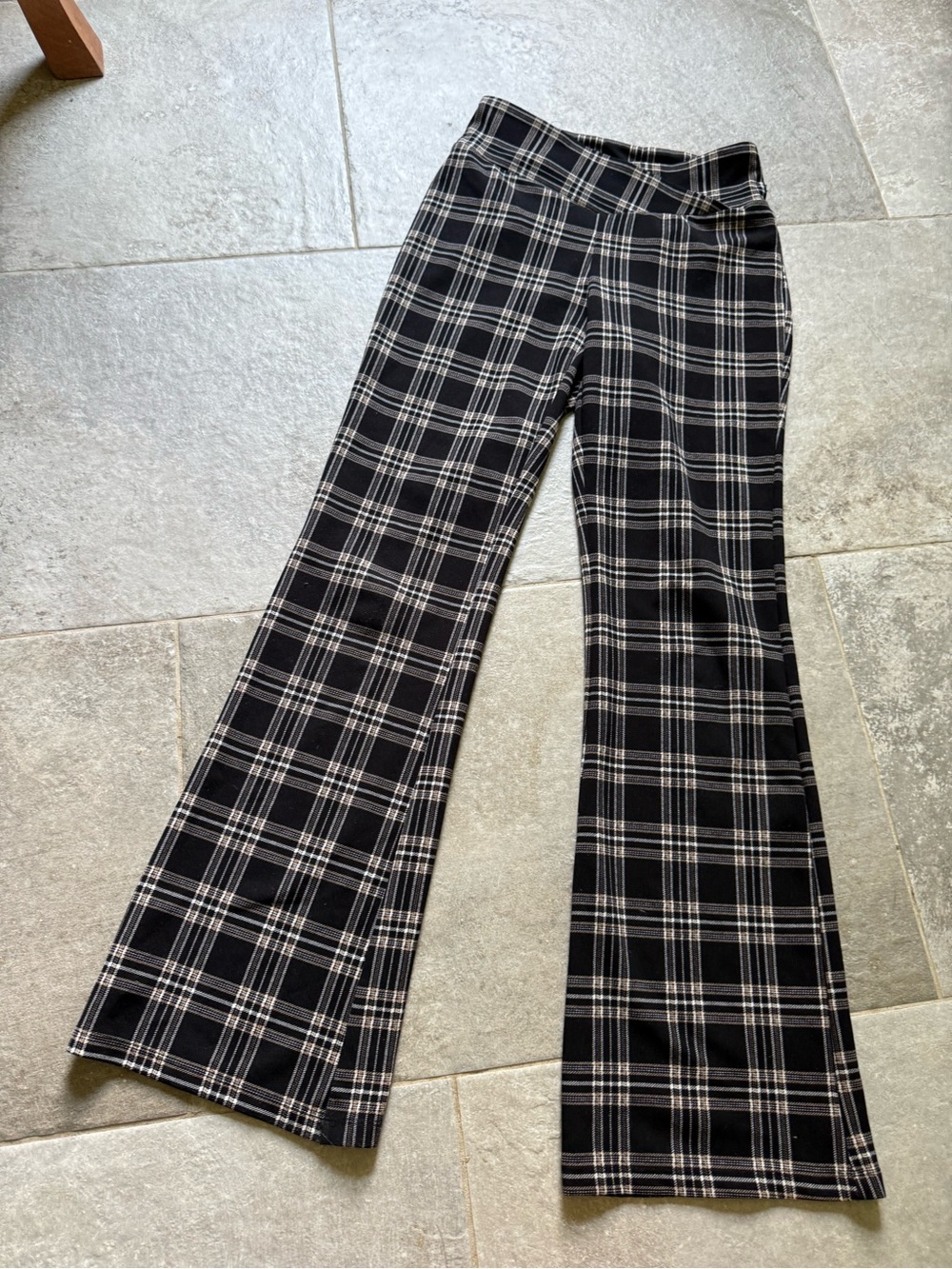 Maurices Black Plaid Flared Pants